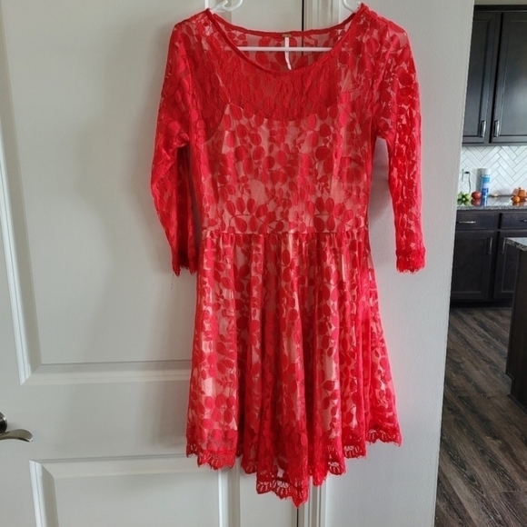Free People Floral Mesh Lace Dress. - Picture 6 of 8